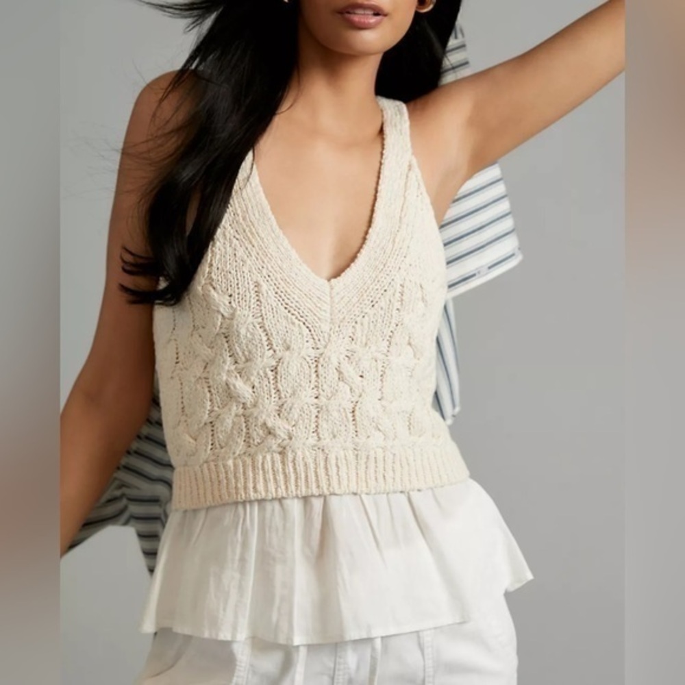 Anthropologie Twofer Cable-Knit Sweater Tank